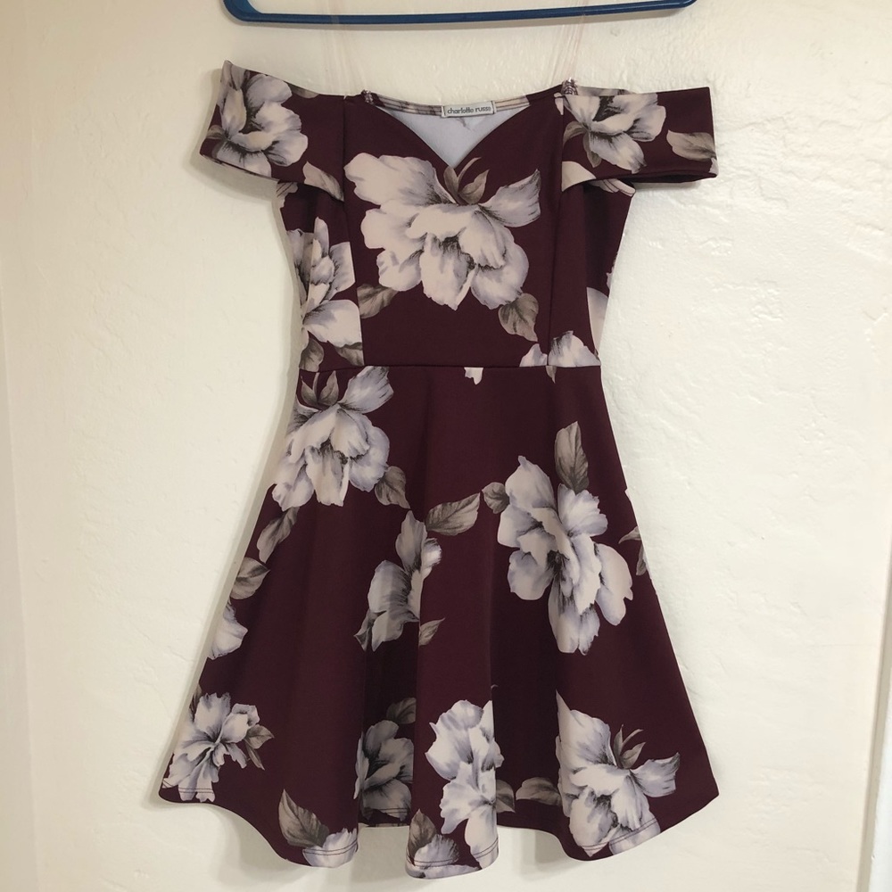Dark Maroon Off-shoulder Dress